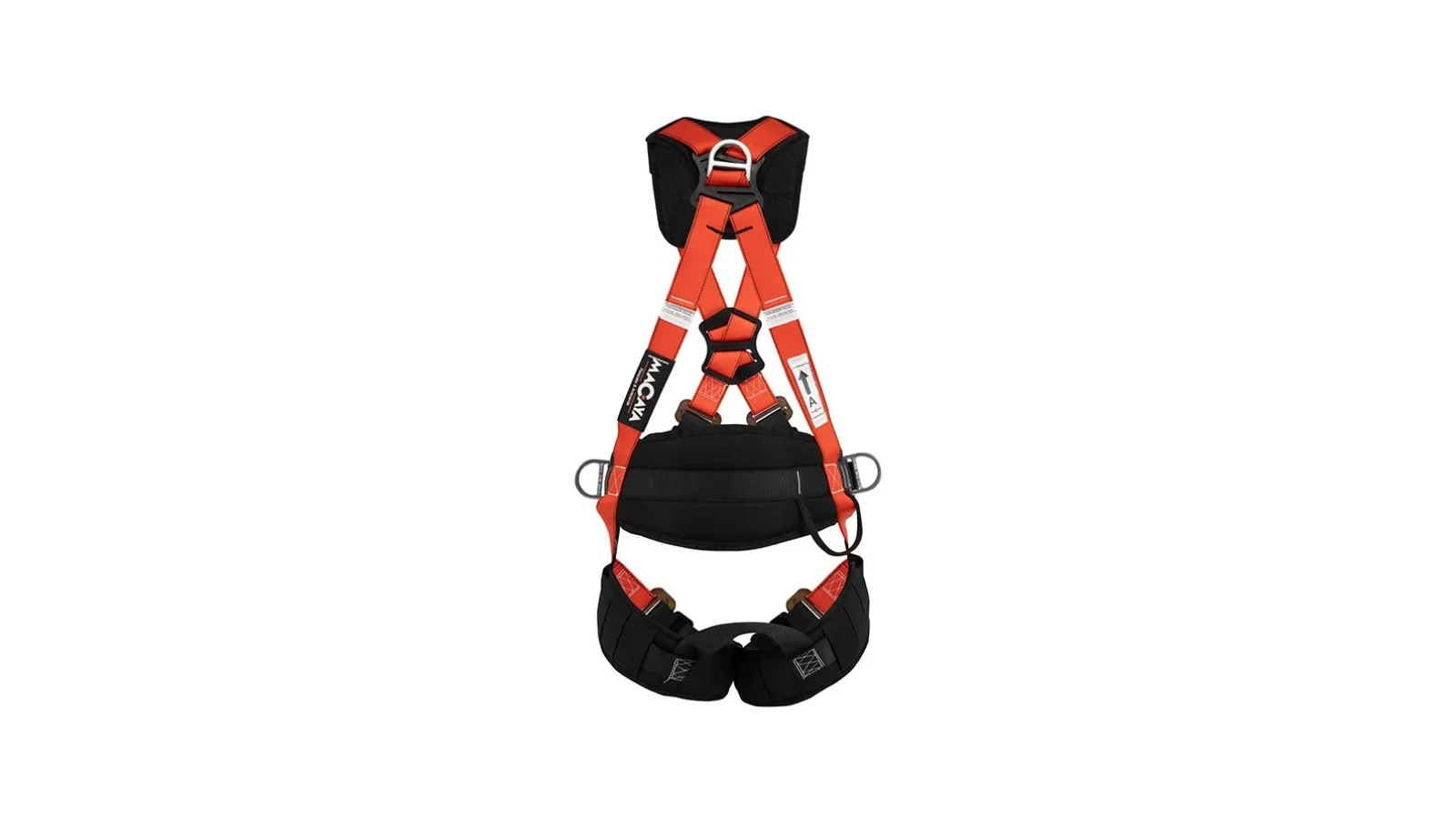 Arnés de seguridad Macaya Safety con cinturón de posicionamiento y argollas dorsal y laterales