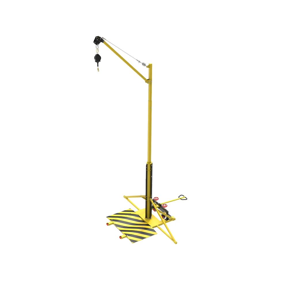 Sistema de anclaje portátil para camiones con mástil telescópico y pluma giratoria 360°